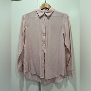 Uniqlo Pink Rayon Long Sleeve Blouse